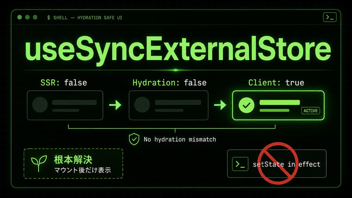 useSyncExternalStoreで作るhydration安全なUI